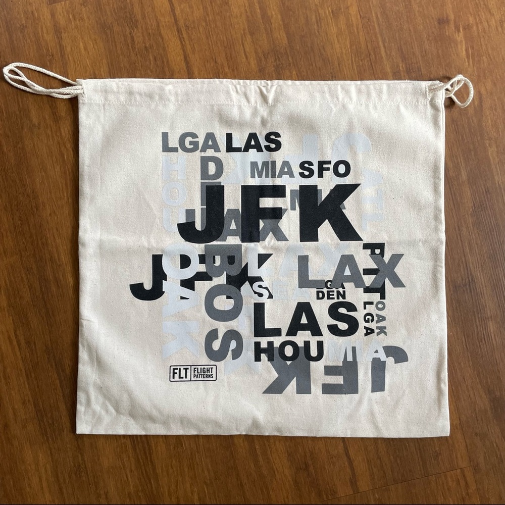 Vine Street Market USA Flight Patterns Drawstring Canvas Laundry Shoe Bag JFK